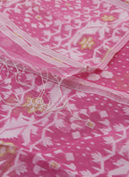Stylish Pink Jamdani Cotton Silk Suit Set - Unstitched 2-Piece - Luxurion World