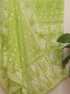 Green Jamdani Cotton Silk Suit Set - Unstitched Two Piece Elegance - Luxurion World