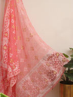 Stylish Pink Jamdani Cotton Silk Suit Set for Women - Unstitched Two Piece Set - Luxurion World