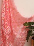 Stylish Pink Jamdani Cotton Silk Suit Set for Women - Unstitched Two Piece Set - Luxurion World