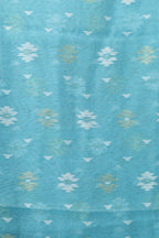 Blue Jamdani Cotton Silk Three Piece Suit Set - Luxurion World