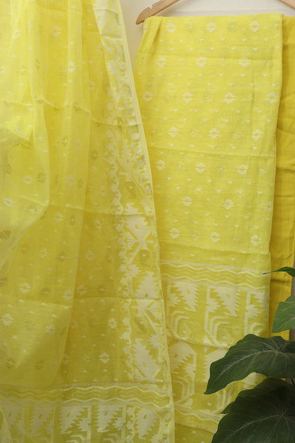 Yellow Jamdani Cotton Silk Suit Set - Luxurion World