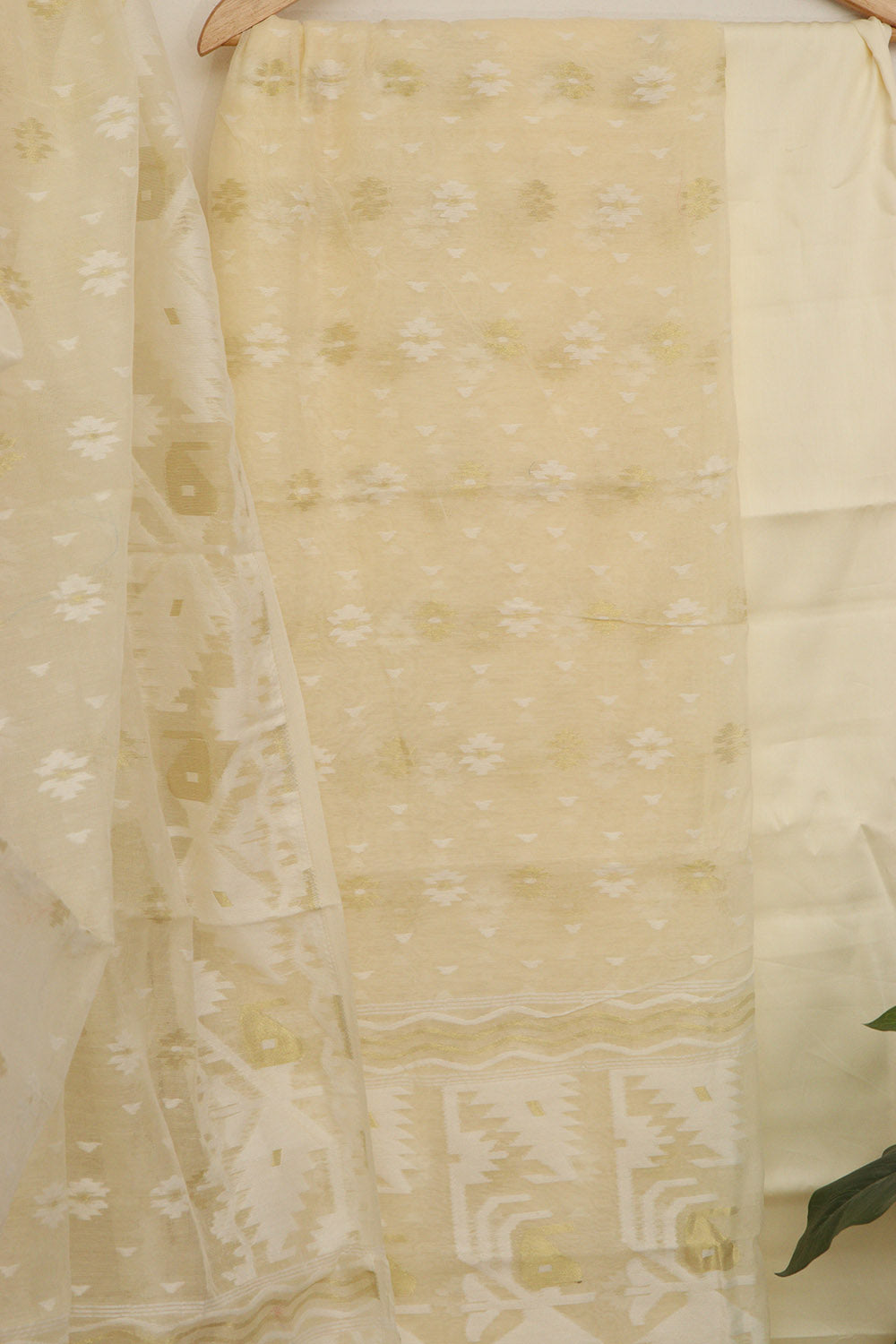 Pastel Jamdani Cotton Silk Suit Set - Luxurion World