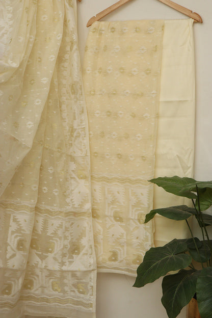 Pastel Jamdani Cotton Silk Suit Set - Luxurion World