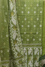 Green Jamdani Cotton Silk Suit Set - Luxurion World