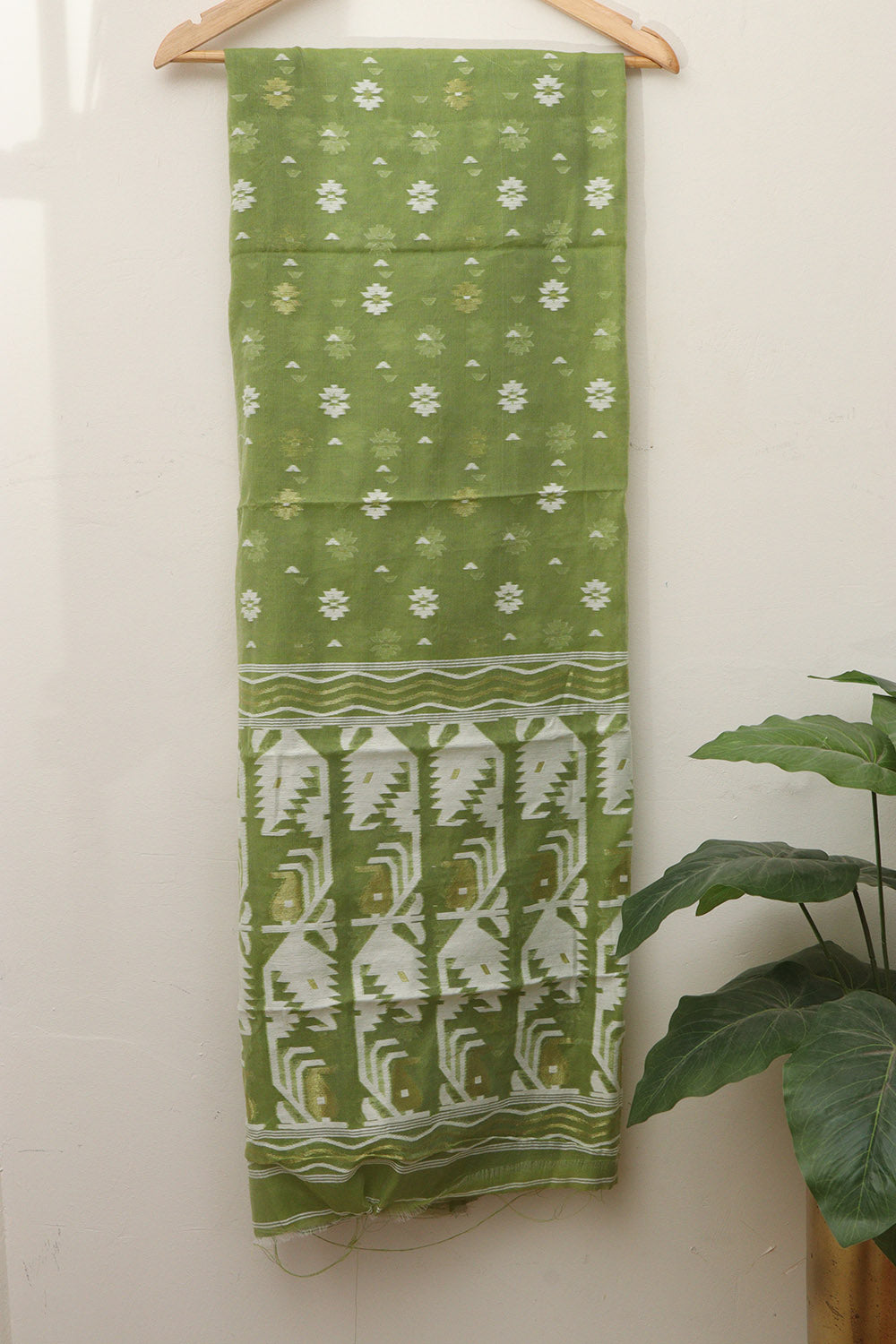Green Jamdani Cotton Silk Suit Set - Luxurion World