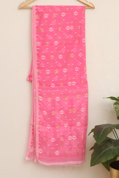 Stunning Pink Jamdani Cotton Silk Suit Set - Luxurion World