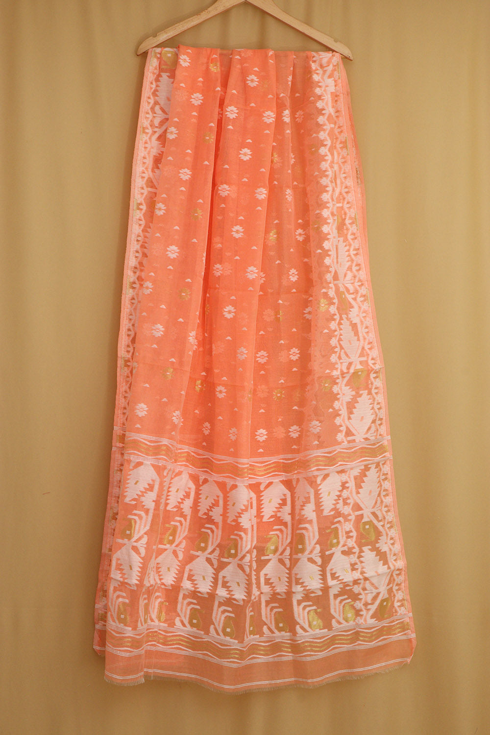 Orange Jamdani Cotton Silk Suit Set - Luxurion World