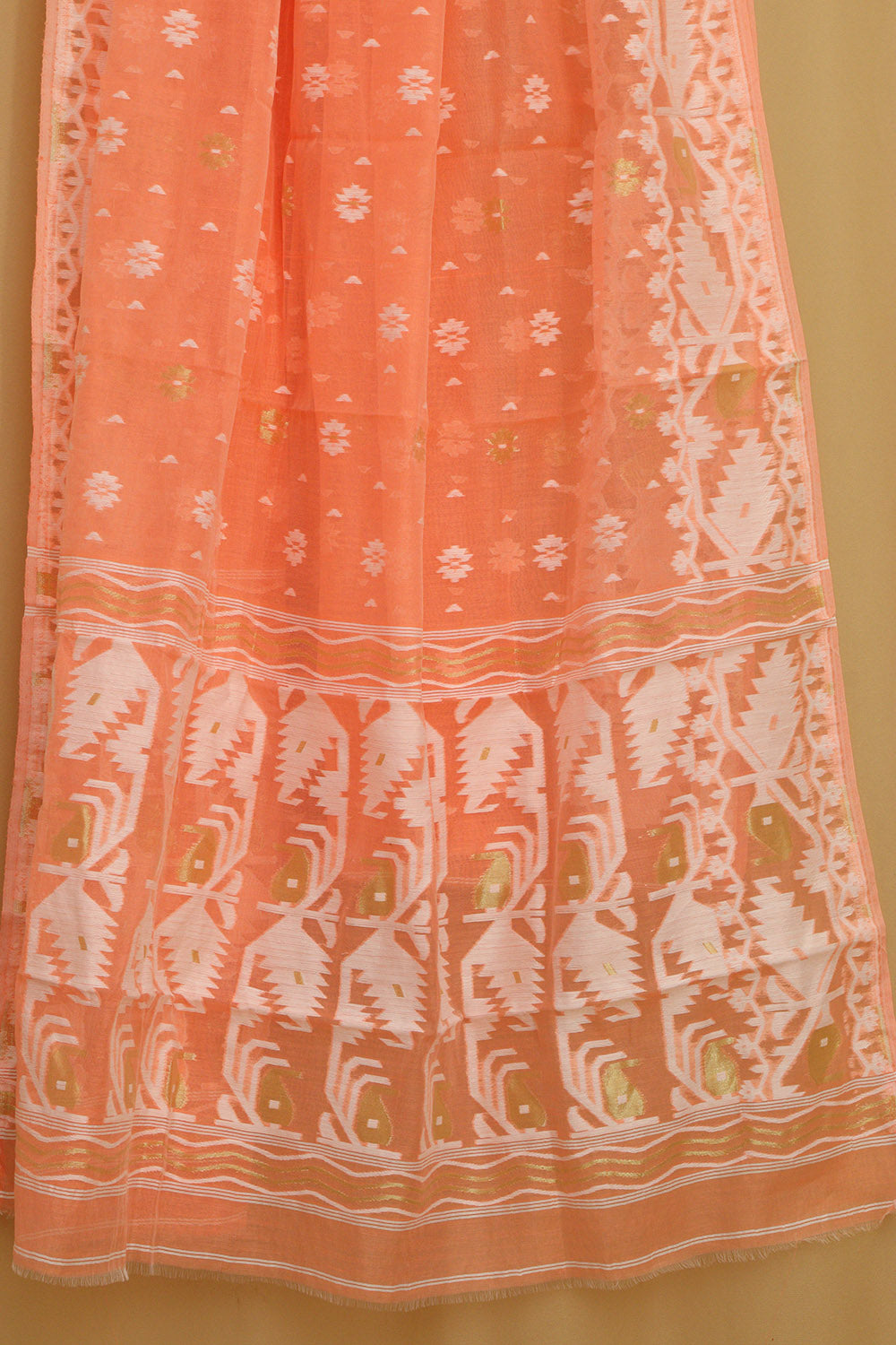 Orange Jamdani Cotton Silk Suit Set - Luxurion World