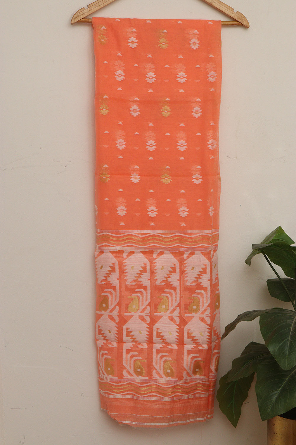 Orange Jamdani Cotton Silk Suit Set - Luxurion World