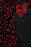 Black And Red Kashmiri Aari Work Crepe Three Piece Unstitched Suit Set