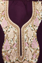 Elegant Purple Kashmiri Aari Work Cotton Suit Set - Luxurion World