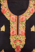 Elegant Black Kashmiri Aari Work Cotton Suit Set - Luxurion World