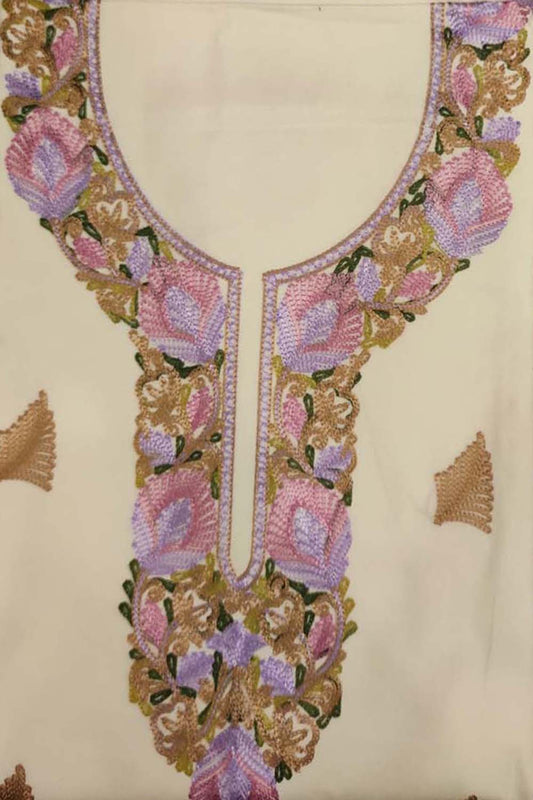 Elegant Off White Kashmiri Aari Work Suit Set - Luxurion World