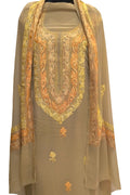 Pastel Kashmiri Aari Work Georgette Three Piece Unstitched Suit Set - Luxurion World