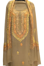 Pastel Kashmiri Aari Work Georgette Three Piece Unstitched Suit Set - Luxurion World