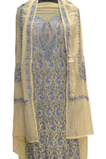 Pastel Kashmiri Aari Work Georgette Three Piece Unstitched Suit Set - Luxurion World