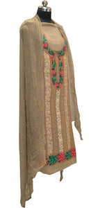 Pastel Kashmiri Aari Work Georgette Three Piece Unstitched Suit Set - Luxurion World