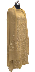 Pastel Kashmiri Aari Work Georgette Three Piece Unstitched Suit Set - Luxurion World