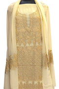 Pastel Kashmiri Aari Work Georgette Three Piece Unstitched Suit Set - Luxurion World