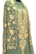 Elegant Blue Kashmiri Aari Work Georgette Three Piece Unstitched Suit Set - Luxurion World