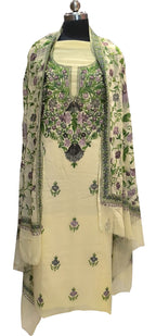 Elegant Pastel Kashmiri Aari Work Georgette Three Piece Unstitched Suit Set - Luxurion World