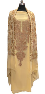 Pastel Kashmiri Aari Work Georgette Three Piece Unstitched Suit Set - Luxurion World