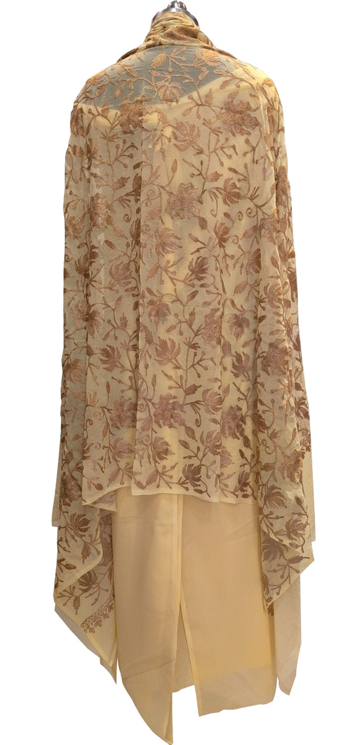 Pastel Kashmiri Aari Work Georgette Three Piece Unstitched Suit Set - Luxurion World