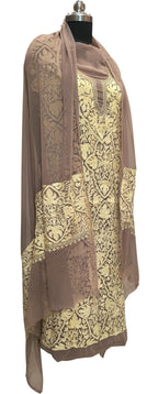 Pastel Kashmiri Aari Work Georgette Three Piece Unstitched Suit Set - Luxurion World