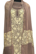 Pastel Kashmiri Aari Work Georgette Three Piece Unstitched Suit Set - Luxurion World