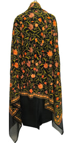 Elegant Black Kashmiri Aari Work Georgette Three Piece Unstitched Suit Set - Luxurion World