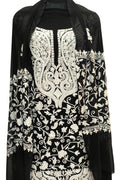 Elegant Black Kashmiri Aari Work Georgette Three Piece Unstitched Suit Set - Luxurion World