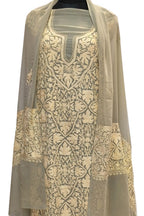 Pastel Kashmiri Aari Work Georgette Three Piece Unstitched Suit Set - Luxurion World