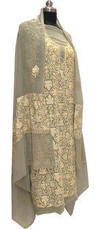 Pastel Kashmiri Aari Work Georgette Three Piece Unstitched Suit Set - Luxurion World