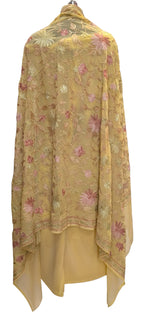 Yellow Kashmiri Aari Work Georgette Three Piece Unstitched Suit Set - Luxurion World