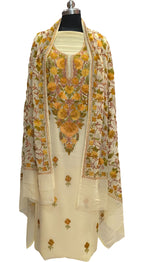 Pastel Kashmiri Aari Work Georgette Three Piece Unstitched Suit Set - Luxurion World