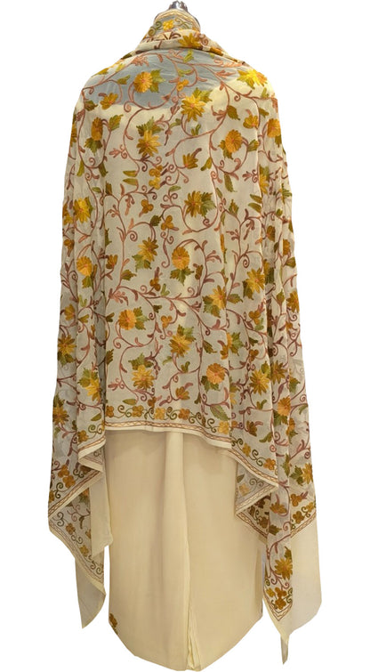 Pastel Kashmiri Aari Work Georgette Three Piece Unstitched Suit Set - Luxurion World