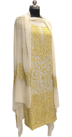 Pastel Kashmiri Aari Work Georgette Three Piece Unstitched Suit Set - Luxurion World
