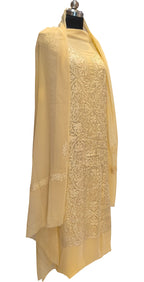Pastel Kashmiri Aari Work Georgette Three Piece Unstitched Suit Set - Luxurion World