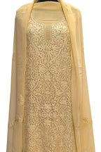 Pastel Kashmiri Aari Work Georgette Three Piece Unstitched Suit Set - Luxurion World