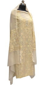 Pastel Kashmiri Aari Work Georgette Three Piece Unstitched Suit Set - Luxurion World
