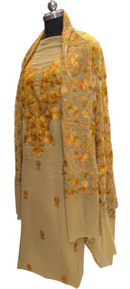 Pastel Kashmiri Aari Work Georgette Three Piece Unstitched Suit Set - Luxurion World