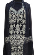 Elegant Black Kashmiri Aari Work Georgette Three Piece Unstitched Suit Set - Luxurion World