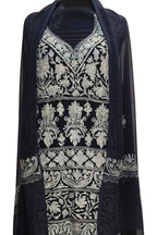 Elegant Black Kashmiri Aari Work Georgette Three Piece Unstitched Suit Set - Luxurion World