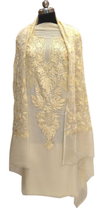 Pastel Kashmiri Aari Work Georgette Three Piece Unstitched Suit Set - Luxurion World