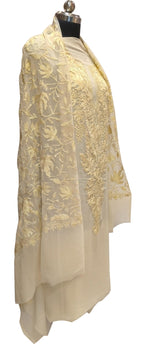 Pastel Kashmiri Aari Work Georgette Three Piece Unstitched Suit Set - Luxurion World
