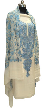 Pastel Kashmiri Aari Work Georgette Three Piece Unstitched Suit Set - Luxurion World