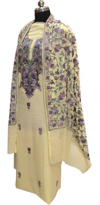 Pastel Kashmiri Aari Work Georgette Three Piece Unstitched Suit Set - Luxurion World