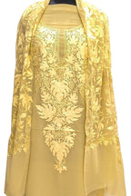 Elegant Pastel Kashmiri Aari Work Georgette Three Piece Unstitched Suit Set - Luxurion World