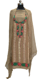 Elegant Pastel Kashmiri Aari Work Georgette Three Piece Unstitched Suit Set - Luxurion World